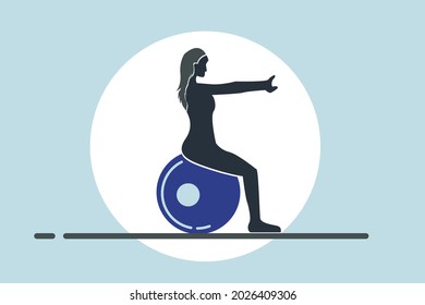 imagen vectorial de la bola de gimnasia de una linda mujer embarazada para mantener el cuerpo sano y en forma La imagen se usa para ilustraciones del mundo de la salud y demás