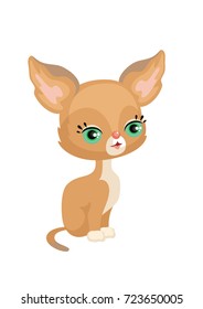 Vector image of a cute purebred kitten in cartoon style. Children's illustration.