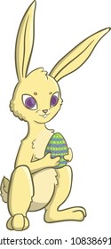 Vector image of cute rabbit with easter egg