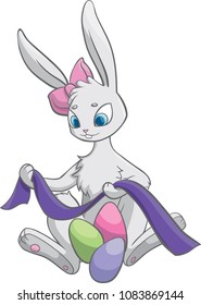 Vector image of cute rabbit with easter egg