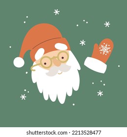 vector image of a cute santa waving his hand
