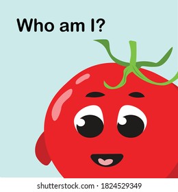 vector image of cute tomato, funny greeting card
