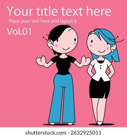 Vector image of cute women's body care and beauty poses