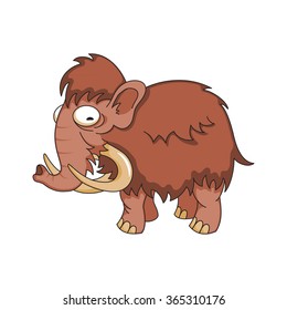 Vector image of a cute woolly mammoth on white background.