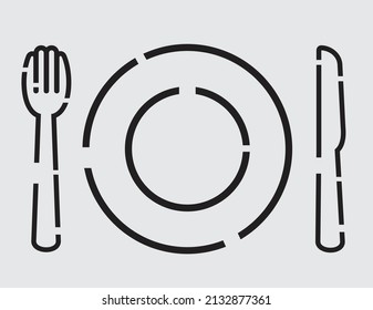 imagen vectorial de cubiertos consistentes en placas, cucharas y cuchillos para la cena