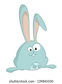 Vector image of cyan cartoon funny hare