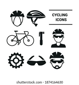 Vector image. Cycling icons. Solid icons.