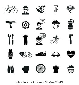 Vector image. Cycling icons. Solid icons.