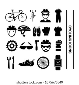 Vector image. Cycling icons. Solid icons.