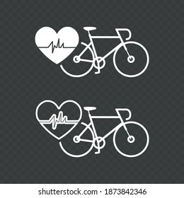 Vector image. Cycling icons. Sports cardiac control image.