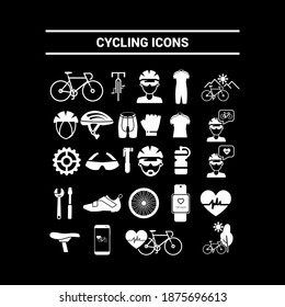 Vector image. Cyclist icons. Solid images of cycling objects.