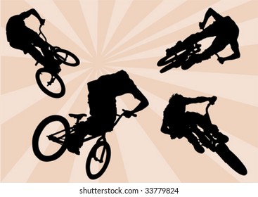 Vector image of cyclists. Extreme sport