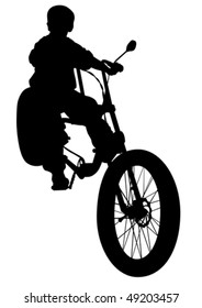 Vector image of cyclists on vacation. Silhouettes on white background