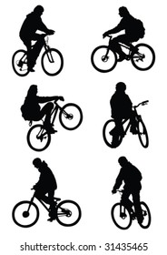 Vector image of cyclists. Saved format eps 8. Silhouette on white background.