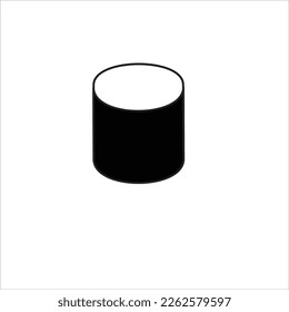 Vector image of a cylinder, black color, white background.