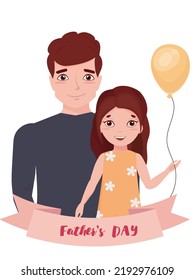 Vector image of dad and daughter. International Father's Day.