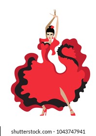 Vector image of a dancer Latin dance in a red dress