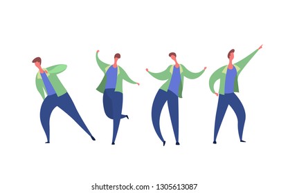 Vector image of a dancing character in various poses