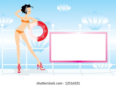 imagen vectorial de chica bailarina con área en blanco para tu información