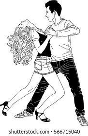 Vector image of the dancing salsa couple