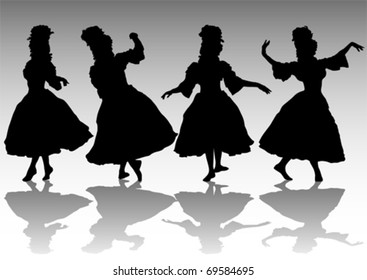 Imagen vectorial de mujeres bailarinas. Silhouettes de personas