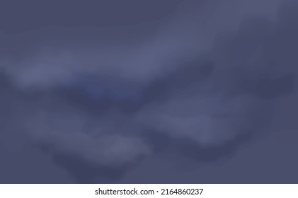 VECTOR image of a dark sky with clouds. Graphic picture for printing on the wall, decorative element. Modern wallpaper for stylish decoration. thick blue clouds