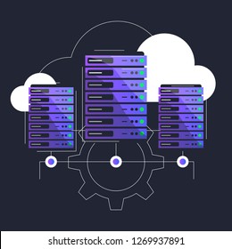 Vector image of data center, data collection service, database