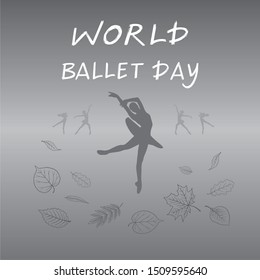 Vector image to the day of ballet. Silhouettes of ballerinas in the dance. Beautiful girls in pointe shoes are spinning to classical music