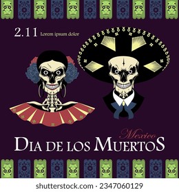 Vector image for the day of the dead. Skull banner.