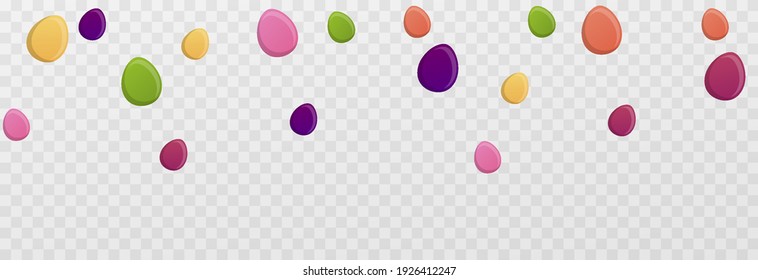 Vector image for the day of Easter. Easter eggs png, eggs are falling from the sky. Multi-colored eggs, holiday.