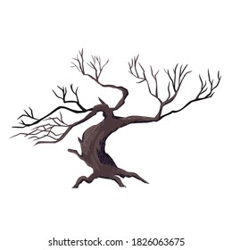 Vector image of a dead tree. Hand drawn comic style.