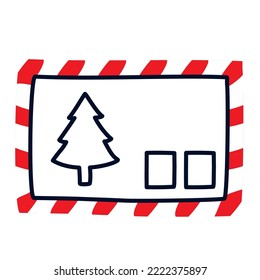 vector image of decorated christmas envelope on white background