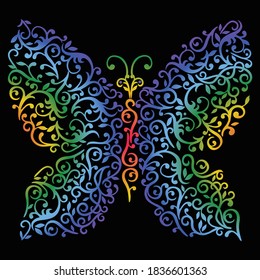 Vector image of decorative abstract colorful butterfly
