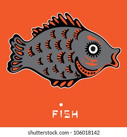 Vector image of decorative fish on an orange background / Ornamental fish