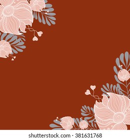 Vector Image. Decorative flowers and leaves. 