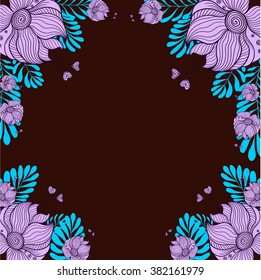 Vector Image. Decorative flowers and leaves. 