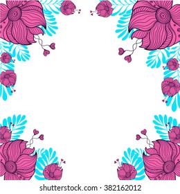 Vector Image. Decorative flowers and leaves. 