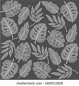 
Vector image of decorative leaves on a gray background. For printing on textiles, posters, flyers and business cards.