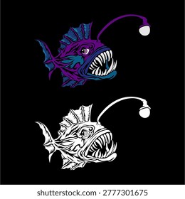 vector image of deep sea angler fish