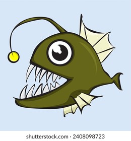 vector image of deep water fish that is very cute, interesting and liked by many people, suitable for images of your water park and aquarium as well as for your water company logo