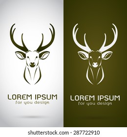 Vector image of an deer design on white background and brown background, Logo, Symbol