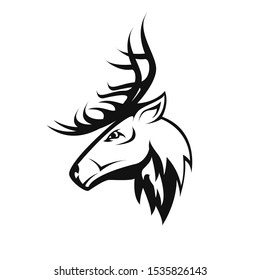 Vector image of a deer head design on white background, Vector deer logo. 