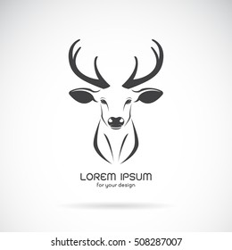 Vector image of a deer head design on white background, Vector deer logo. Wild Animals.