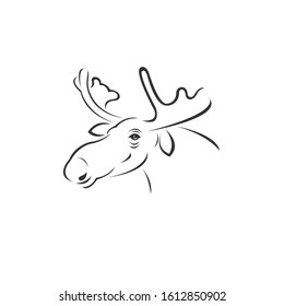 Vector image of an Deer Moose black and white. design style. animal. art. symbol. logo. Illustrator. on white background. Mammals