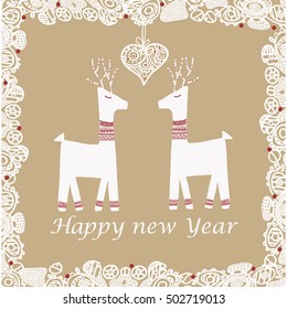 vector image of deer. new year.