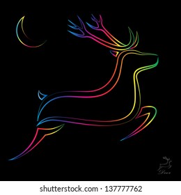 Vector image of an deer on black background