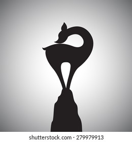 Vector image of a deer standing on the rocks.
