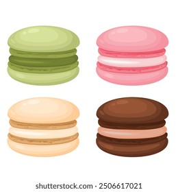 Vector image of delicious macaroons. Concept of delicious dessert and sweets. Element for your design. For banners, websites, advertising, etc.