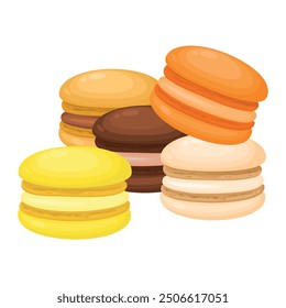Vector Imagen de deliciosos macarrones. Concepto de delicioso postre y dulces. Elemento para su diseño. Para Anuncios, Sitios web, publicidad, etc.