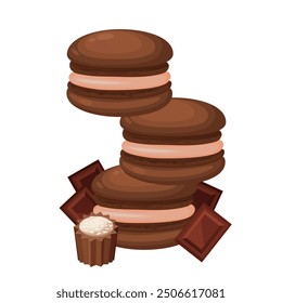 Vector image of delicious macaroons. Concept of delicious dessert and sweets. Element for your design. For banners, websites, advertising, etc.
